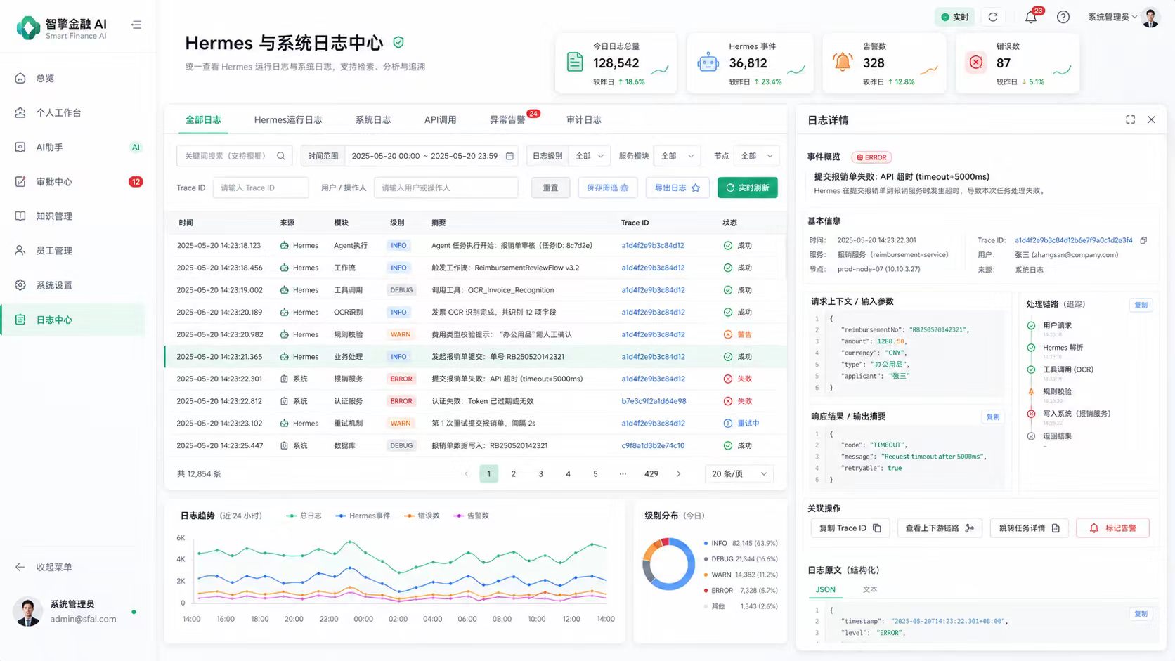 日志管理页面截图